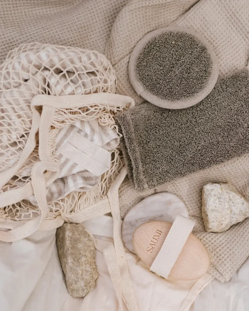 Krążek do ciała myjka peelingująca lniana frotte natural black