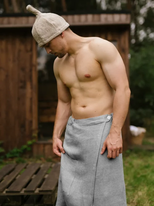 kilt do sauny wafel natural grey