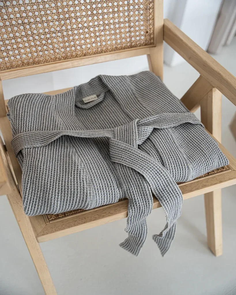 szlafrok lniany wafel natural grey