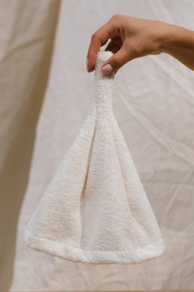 lniana czapka do sauny frotte off white
