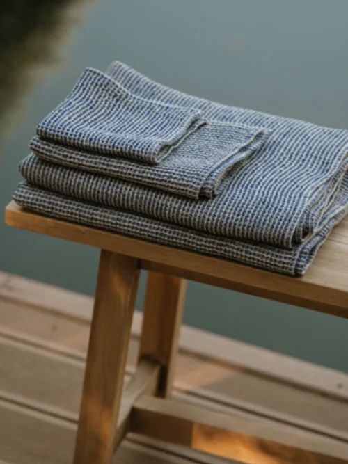RĘCZNIK DO SAUNY WAFEL NATURAL JEANS BLUE - 45x65