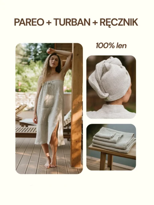 zestaw do saunowania dla kobiet natural wafel len