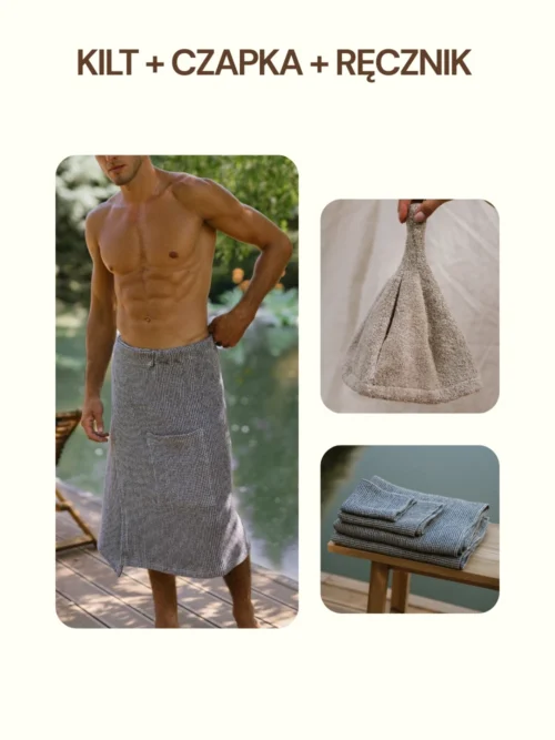 zestaw do saunowania dla mężczyzn natural jeans blue